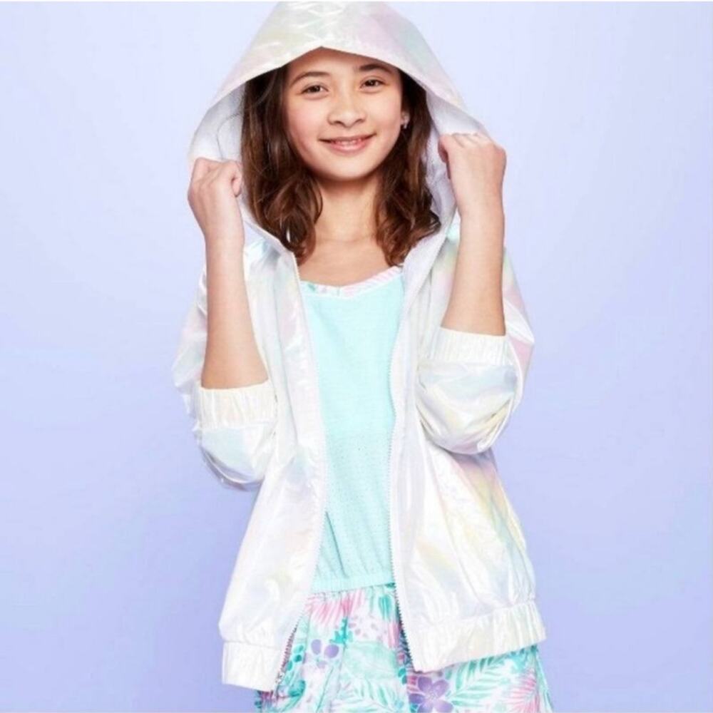 NEW More Than Magic Target Hooded Iridescent Rainbow Jacket